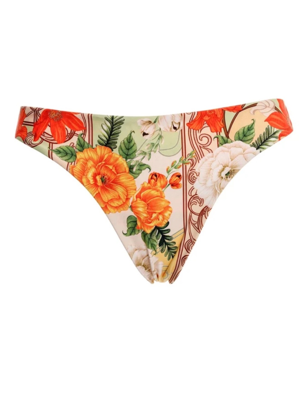 Agua Bendita Kids Floral Swim Bottoms in Orange and Cream